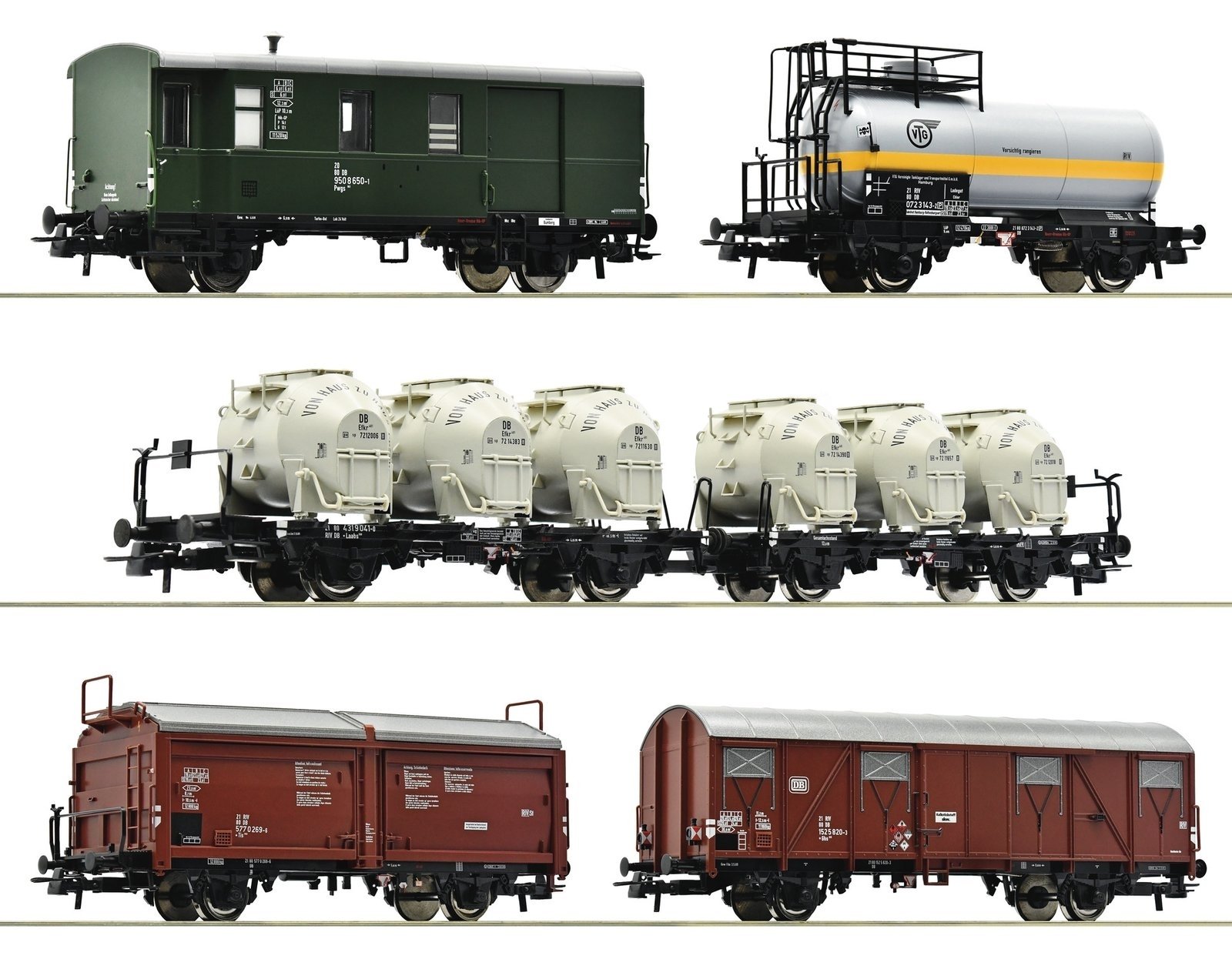 Goods train -- Gterzug -- 5-piece set - DB - HO - Roco Fle