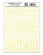 Dry Transfer Alphabet - Railroad Roman - 1/16, 3/32, 1/8, 3/16, 1/4 & 5/16′ -- Yellow, All Scales, Woodland Scenics 705