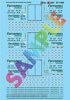 Railroad Decal Set -- Ferromex FXE 53′ Container and Chassis, HO, Microscale Industries Inc 871488