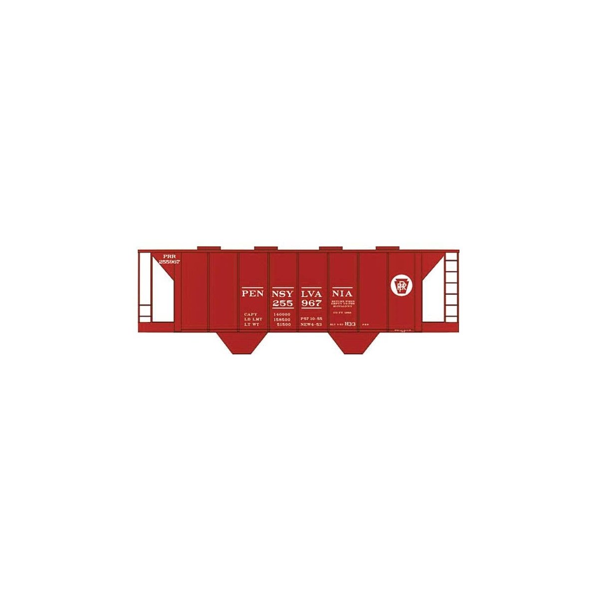 Railroad Decal Set 6-Pack -- Pennsylvania Railroad Class H33 Covered Hopper, N, Tichy Train Group 10015N6