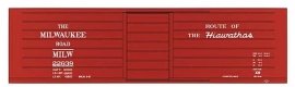 Railroad Decal Set 6-Pack -- Milwaukee Road Ribbed-Side Boxcar w/Hiawathas Slogan, HO, Tichy Train Group 100216