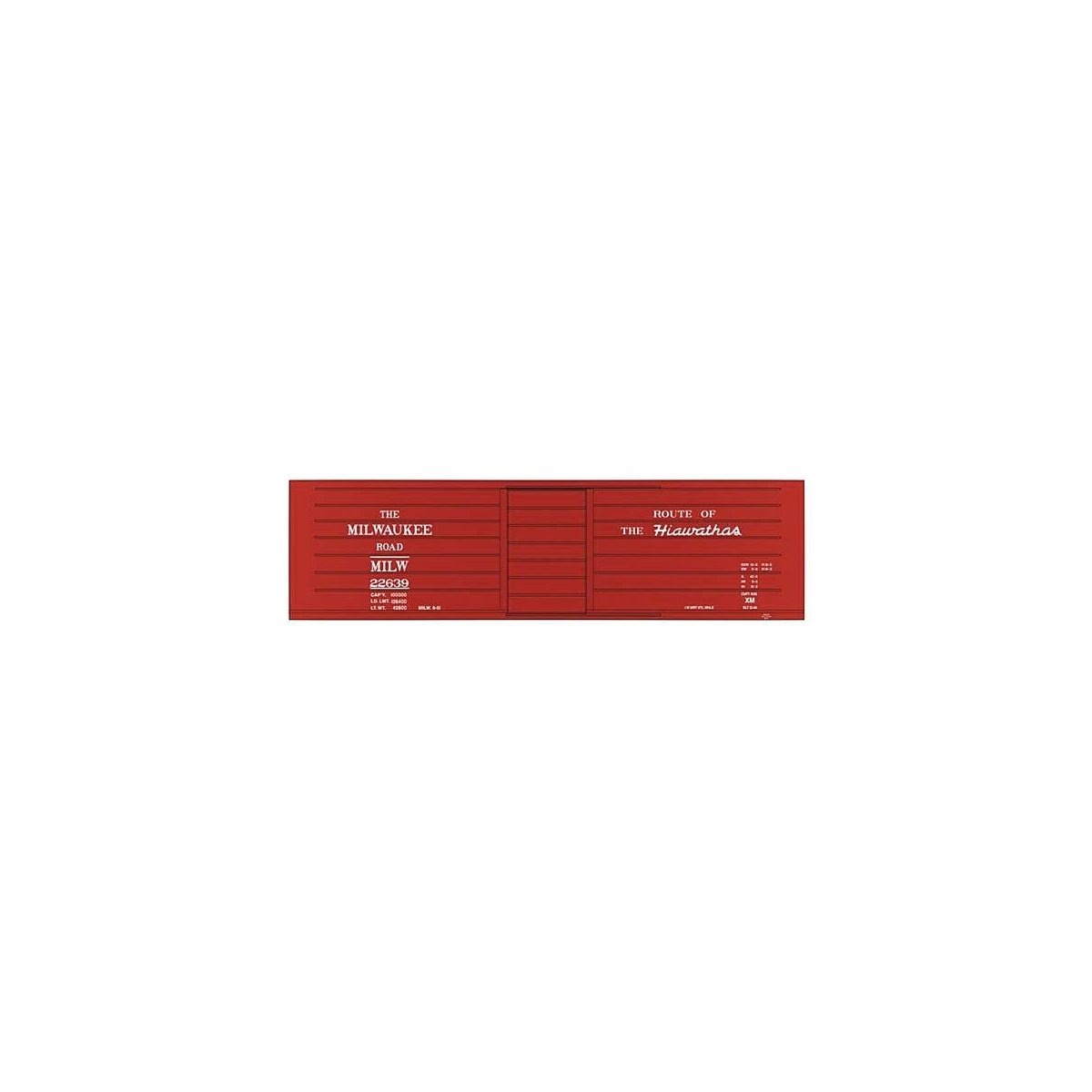 Railroad Decal Set 6-Pack -- Milwaukee Road Ribbed-Side Boxcar w/Hiawathas Slogan, HO, Tichy Train Group 100216