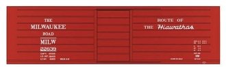 Railroad Decal Set 6-Pack -- Milwaukee Road Ribbed-Side Boxcar w/Hiawathas Slogan, N, Tichy Train Group 10021N6