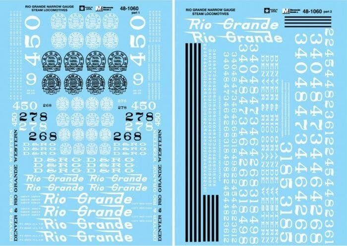 Denver & Rio Grande Western - DRGW -- Narrow Gauge Steam Locomotives, 1941-1954 pkg(2), O, Microscale Industries Inc 481060