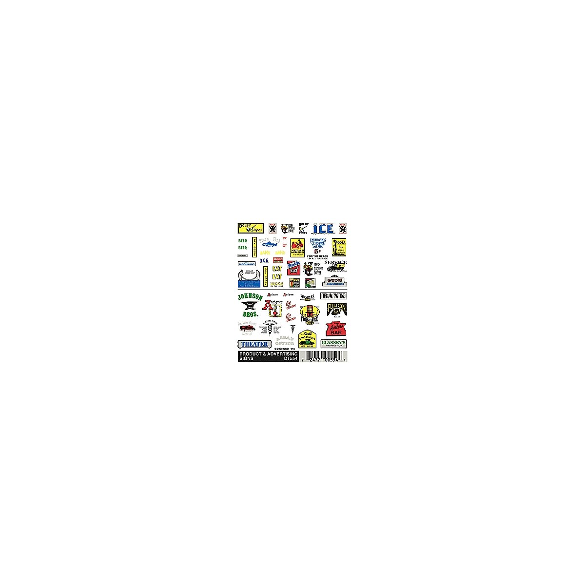 Dry Transfer Signs -- Product & Advertising, HO, Woodland Scenics 554