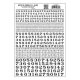 Dry Transfer Numbers - Railroad Roman - 1/16, 3/32, 1/8, 3/16, 1/4 & 5/16′ -- Black, All Scales, Woodland Scenics 707