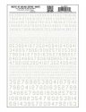 Dry Transfer Numbers Only - 45 Degree USA Gothic (Military Style) -- White, All Scales, Woodland Scenics 747