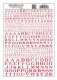 Dry Transfer Alphabet - Railroad Roman - 1/16, 3/32, 1/8, 3/16, 1/4 & 5/16′ -- Red, All Scales, Woodland Scenics 704