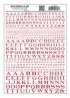 Dry Transfer Alphabet - Railroad Roman - 1/16, 3/32, 1/8, 3/16, 1/4 & 5/16′ -- Red, All Scales, Woodland Scenics 704