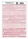 Dry Transfer Alphabet & Numbers - Railroad Gothic -- Red, All Scales, Woodland Scenics 723