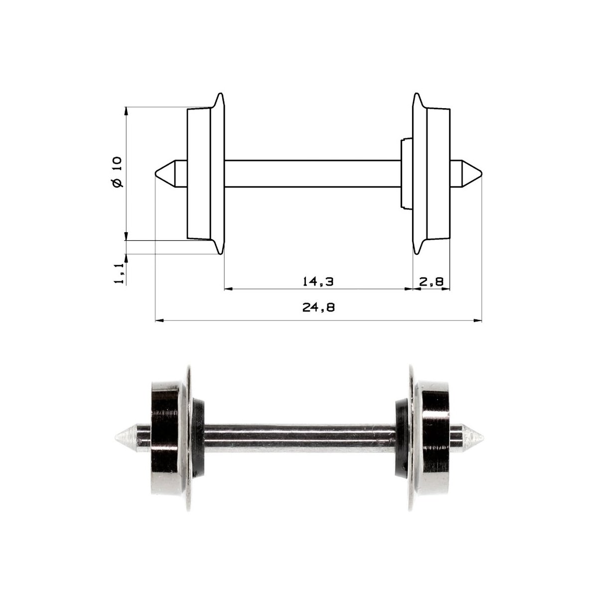 Standard wheel set -- Normradsatz -- DC NEM -HO - Roco 40177