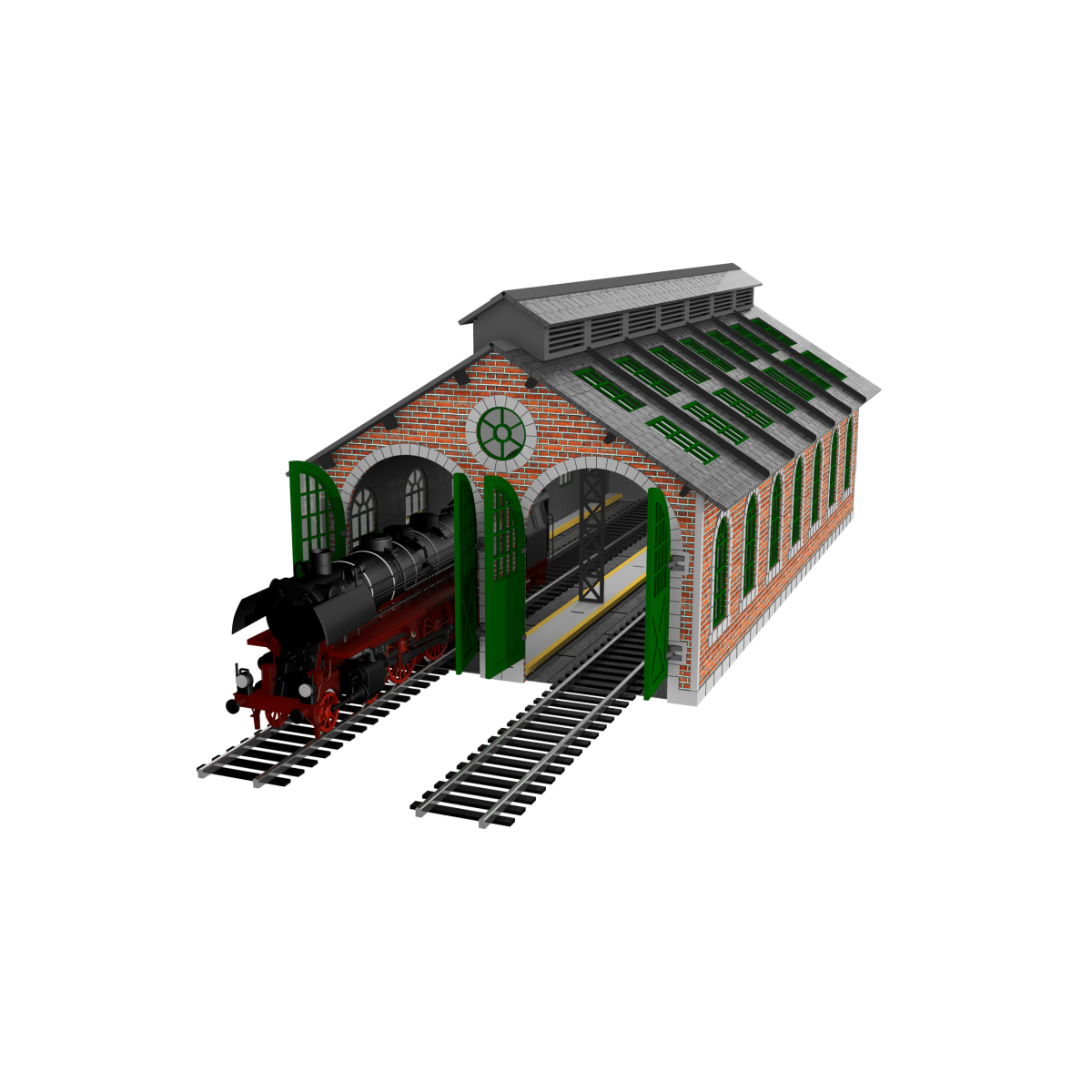 Engine House - Steam Era building - Pre-painted - O scale - Proses LS-050