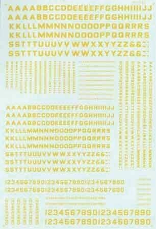 Alphabets & Numbers - Block Gothic -- Yellow, HO, Microscale Industries Inc 90056