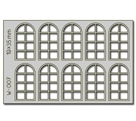 8 Pane Arched Windows 10 pcs 19X35mm - HO-OO - Proses W-007