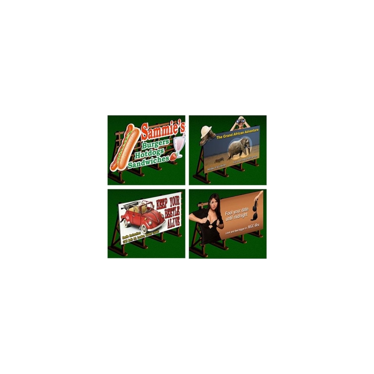 Laser-Cut Billboards Kit No-2 - 4pcs - HO-OO - Proses LS-010