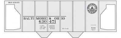 Railroad Decal Set -- Baltimore & Ohio Class N-34 2-Bay Covered Hopper (13 States Logo), O, Tichy Train Group 10069O