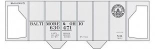 Railroad Decal Set -- Baltimore & Ohio Class N-34 2-Bay Covered Hopper (13 States Logo), O, Tichy Train Group 10069O