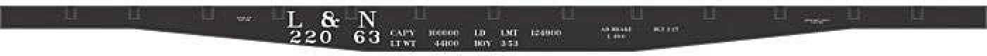 Railroad Decal Set -- Louisville & Nashville 45′ Steel Flatcar (black), O, Tichy Train Group 10239O