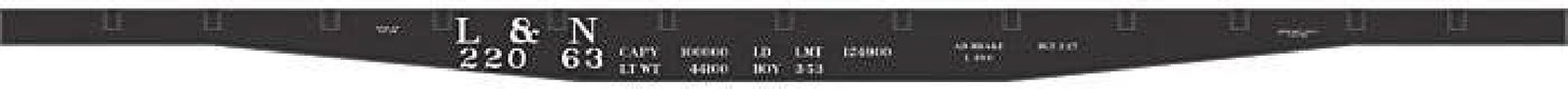 Railroad Decal Set -- Louisville & Nashville 45′ Steel Flatcar (black), O, Tichy Train Group 10239O