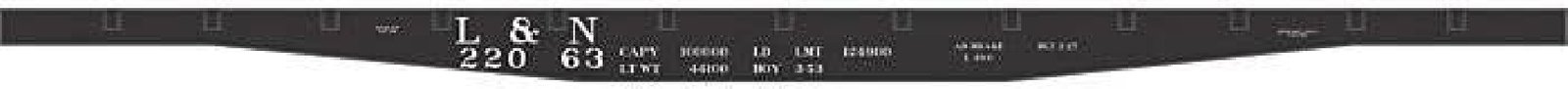 Railroad Decal Set -- Louisville & Nashville 45′ Steel Flatcar (black), O, Tichy Train Group 10239O