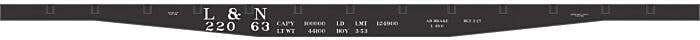 Railroad Decal Set -- Louisville & Nashville 45′ Steel Flatcar (black), O, Tichy Train Group 10239O
