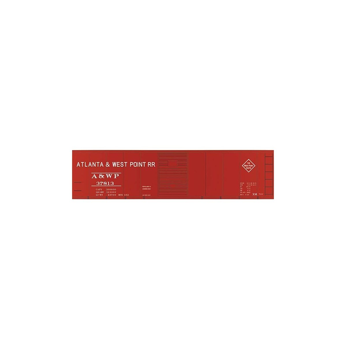 Railroad Decal Set -- Atlanta & West Point 40′ Steel Single-Door Boxcar, S, Tichy Train Group 10065S
