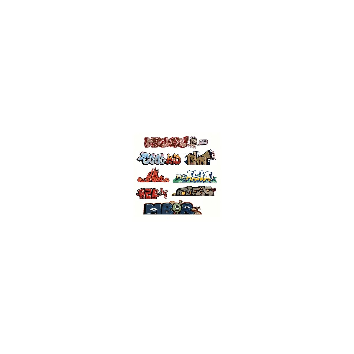 Mega Set Modern `Tagger` Graffiti Decals -- 1 pkg(8), N, Blair Line 1244
