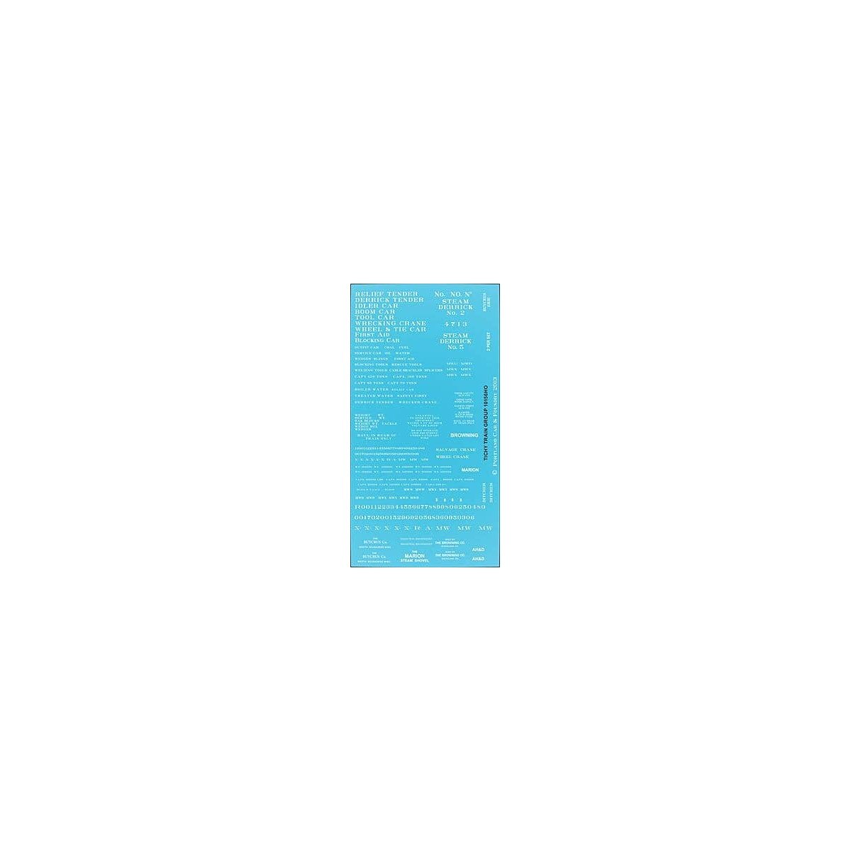 Railroad Decal Set -- Railroad Roman Wreck Train Lettering (white), HO, Tichy Train Group 10156