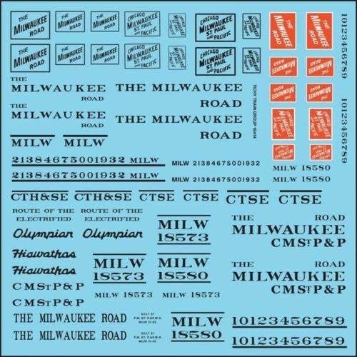 Railroad Decal Set -- Milwaukee Road Roadname Set (black), HO, Tichy Train Group 10414