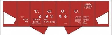 Railroad Decal Set -- Toledo and Ohio Central NYC USRA 2-Bay Hopper (Boxcar Red Car), N, Tichy Train Group 10277N