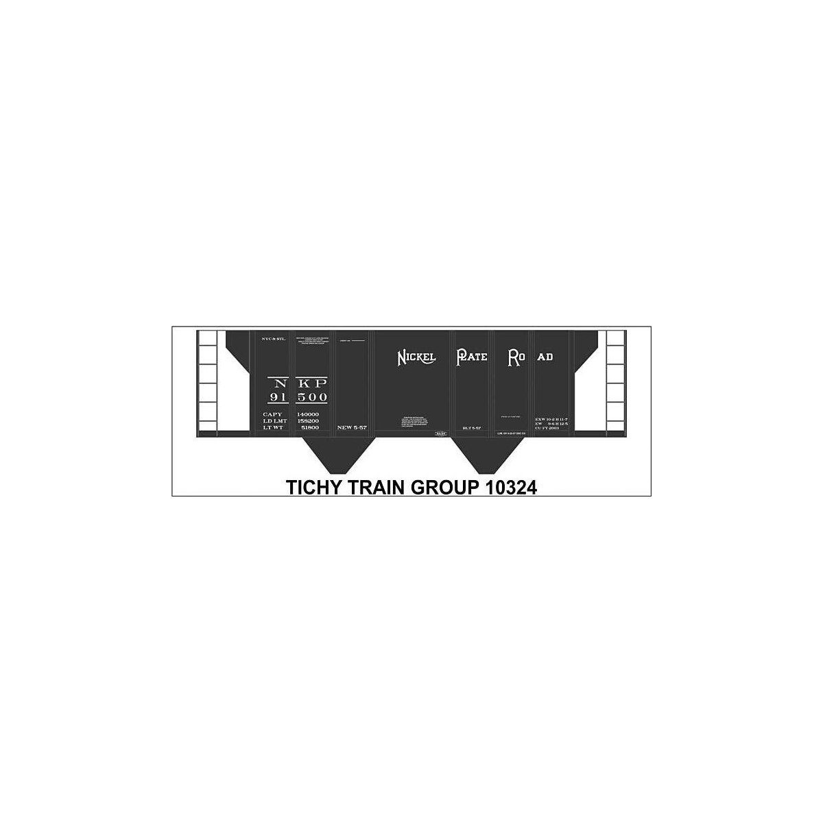 Railroad Decal Set -- Nickel Plate Road 2-Bay Covered Hopper, HO, Tichy Train Group 10324