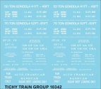 Railroad Decal Set -- Generic 41`, 48`, 52 and 64 Steel Gondola Data (white lettering), N, Tichy Train Group 10342N