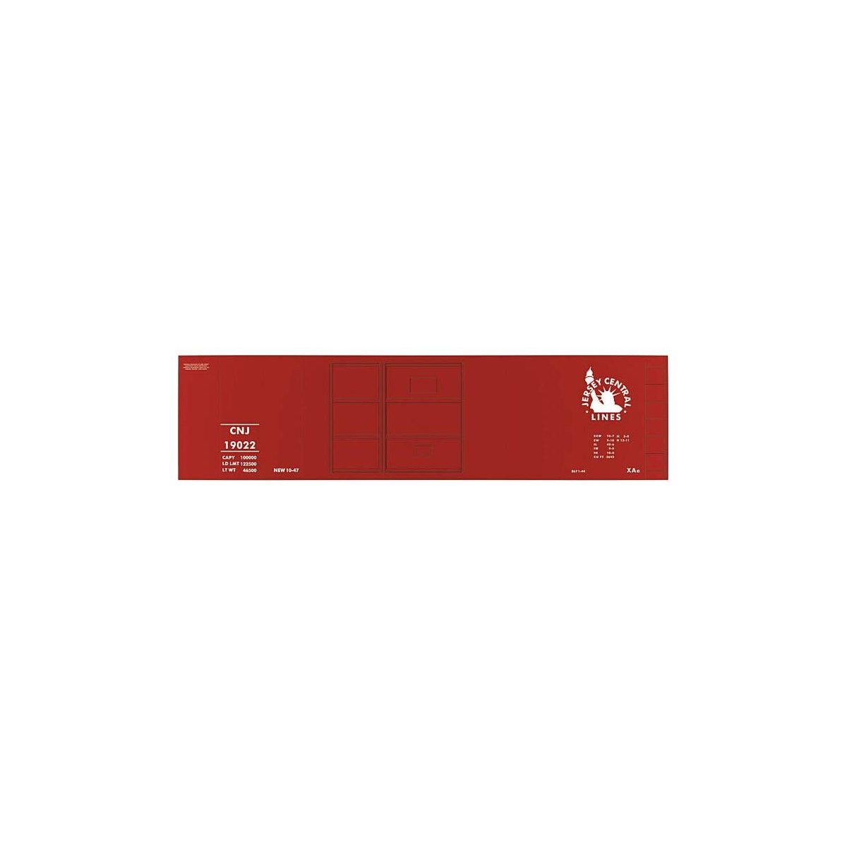 Railroad Decal Set -- Central Railroad of New Jersey 40′ 1-1/2 Door Steel Boxcar, N, Tichy Train Group 10106N