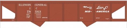 Railroad Decal Set -- Illinois Central 2-Bay Steel Hopper (Boxcar Red, Mainline Mid of America, HO, Tichy Train Group 10227