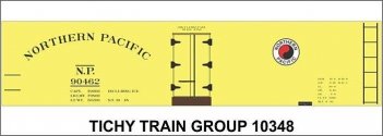 Railroad Decal Set -- Northern Pacific 40′ Wood Reefer (yellow car), HO, Tichy Train Group 10348