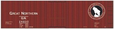Railroad Decal Set -- Great Northern 40′ Double-Sheathed Wood Boxcar (Glacier Park Logo), HO, Tichy Train Group 10082