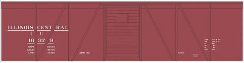 Railroad Decal Set -- Illinois Central 40′ Single-Door Single-Sheathed Boxcar (Boxcar Red, No , HO, Tichy Train Group 10230