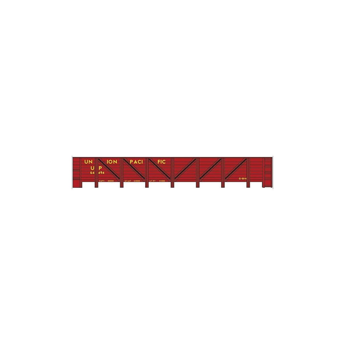 Railroad Decal Set -- Union Pacific GS Wood Gondola (Yellow Lettering), HO, Tichy Train Group 10175
