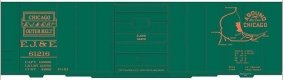 Railroad Decal Set -- Elgin, Joliet & Eastern 40′ Steel Boxcar (green Car, Map Around Chicago , HO, Tichy Train Group 10203