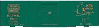 Railroad Decal Set -- Elgin, Joliet & Eastern 40′ Steel Boxcar (green Car, Map Around Chicago , HO, Tichy Train Group 10203