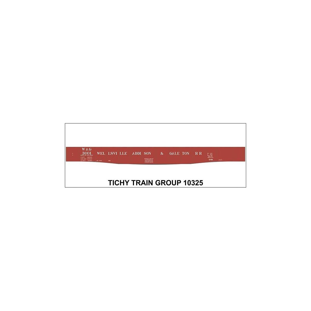 Railroad Decal Set -- Wellsville, Addison & Galeton 52′ Steel Gondola with Fishbelly Sill, HO, Tichy Train Group 10325