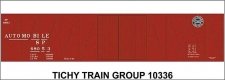 Railroad Decal Set -- Southern Pacific 50′ 1-1/2-Door Wood Boxcar (Automobile Service, Lines L, HO, Tichy Train Group 10336