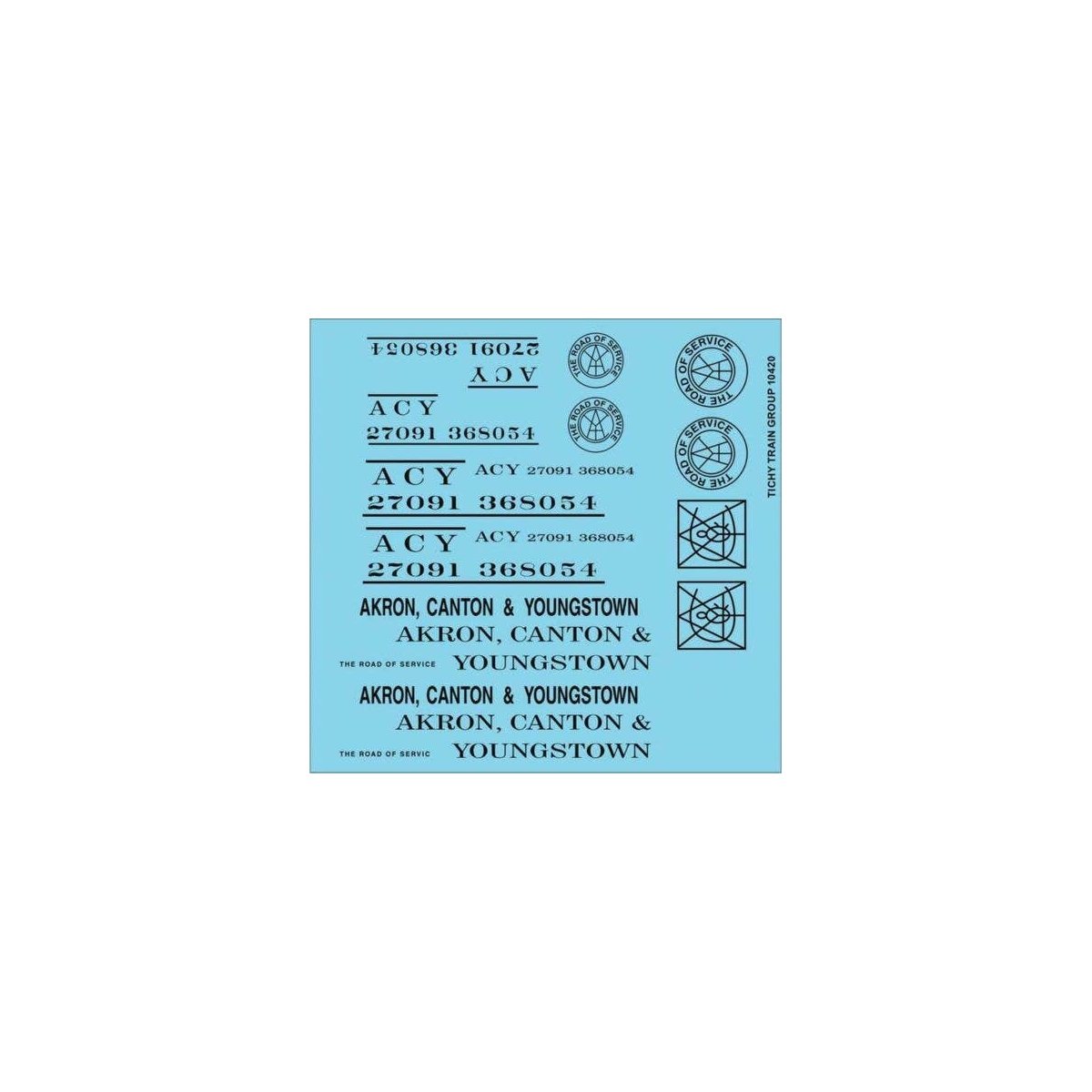 Railroad Decal Set -- Akron, Canton & Youngstown Roadname Set (black), HO, Tichy Train Group 10420