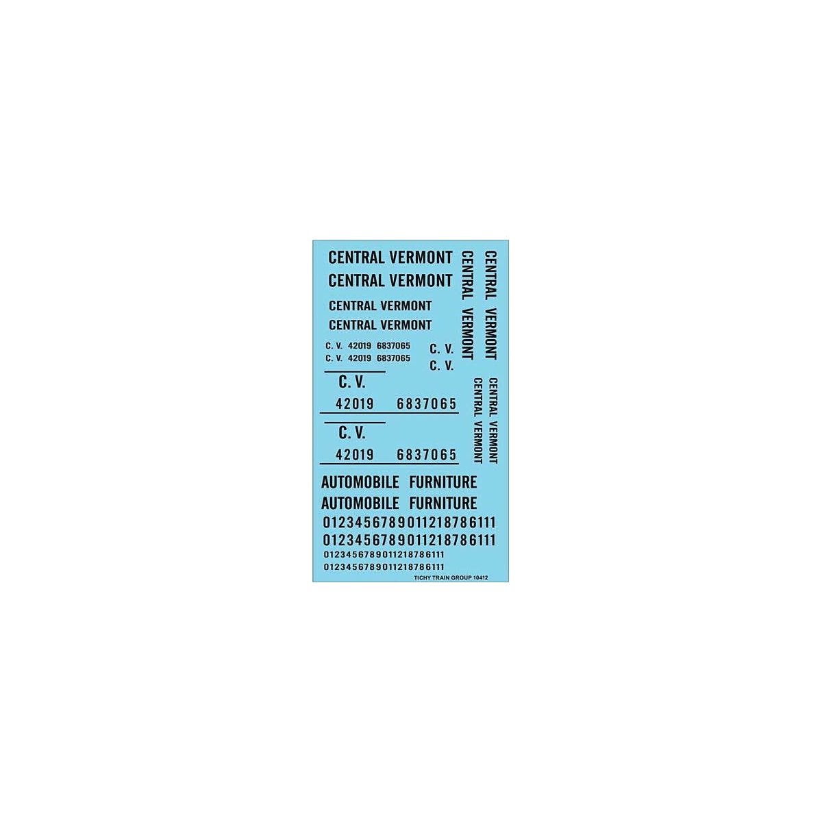 Railroad Decal Set -- Central Vermont Roadname Set (black), HO, Tichy Train Group 10412