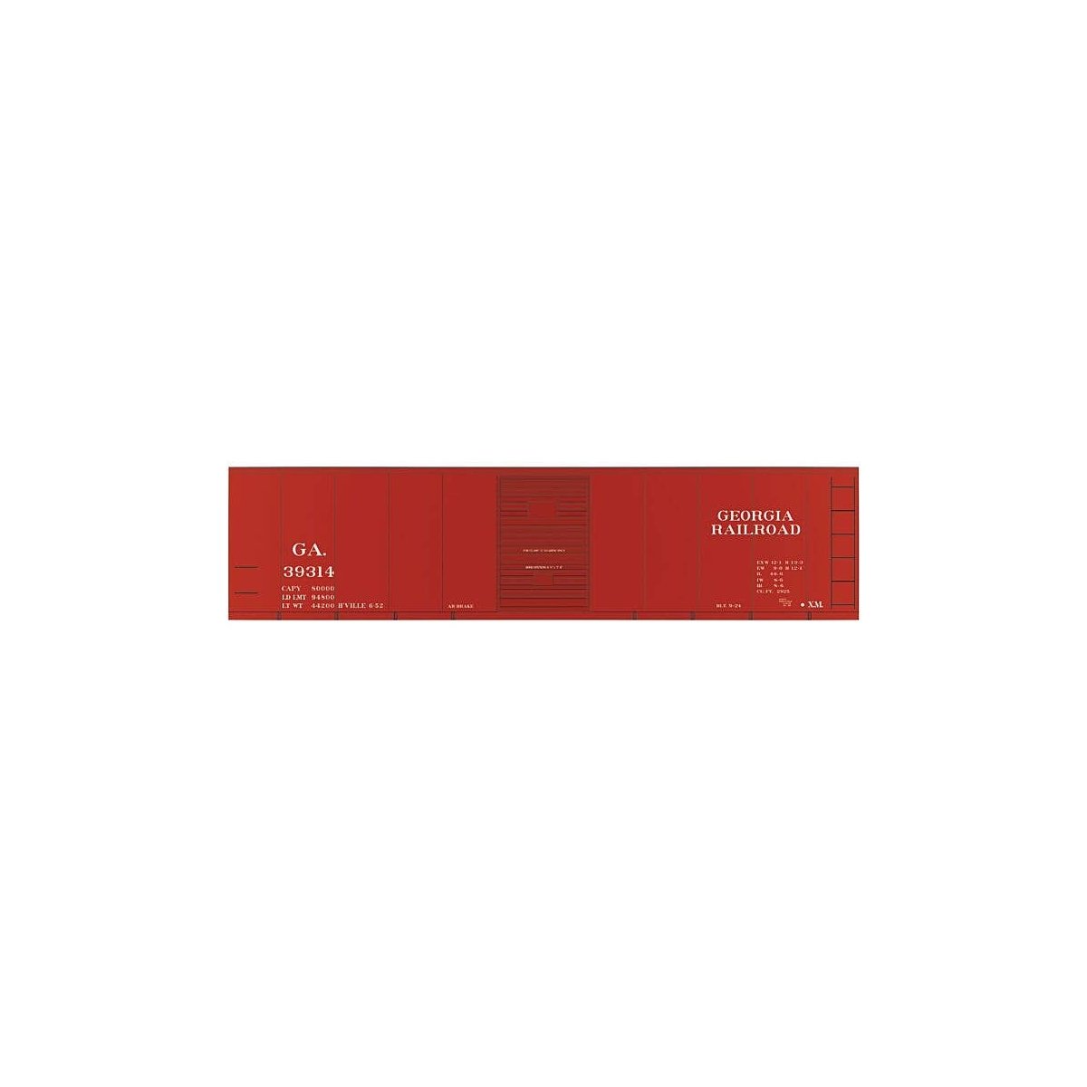 Railroad Decal Set -- Georgia Railroad 40′ Steel Single-Door Boxcar, N, Tichy Train Group 10061N