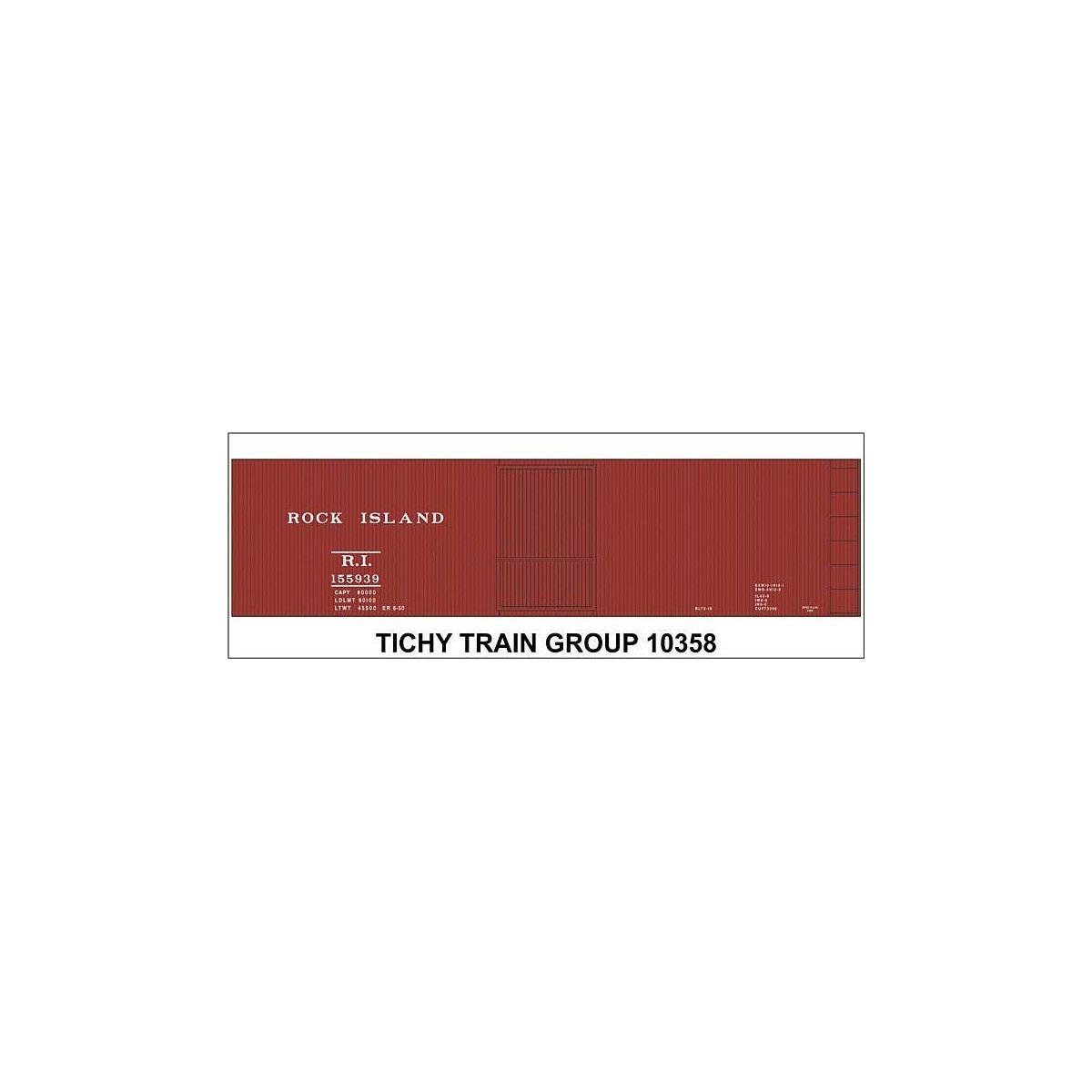 Railroad Decal Set -- Rock Island 40′ Steel Boxcar (Boxcar Red Car), N, Tichy Train Group 10358N