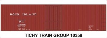 Railroad Decal Set -- Rock Island 40′ Steel Boxcar (Boxcar Red Car), N, Tichy Train Group 10358N