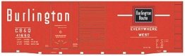 Railroad Decal Set -- Chicago, Burlington & Quincy 40′ Double-Door Boxcar (Chinese Red Car), HO, Tichy Train Group 10094