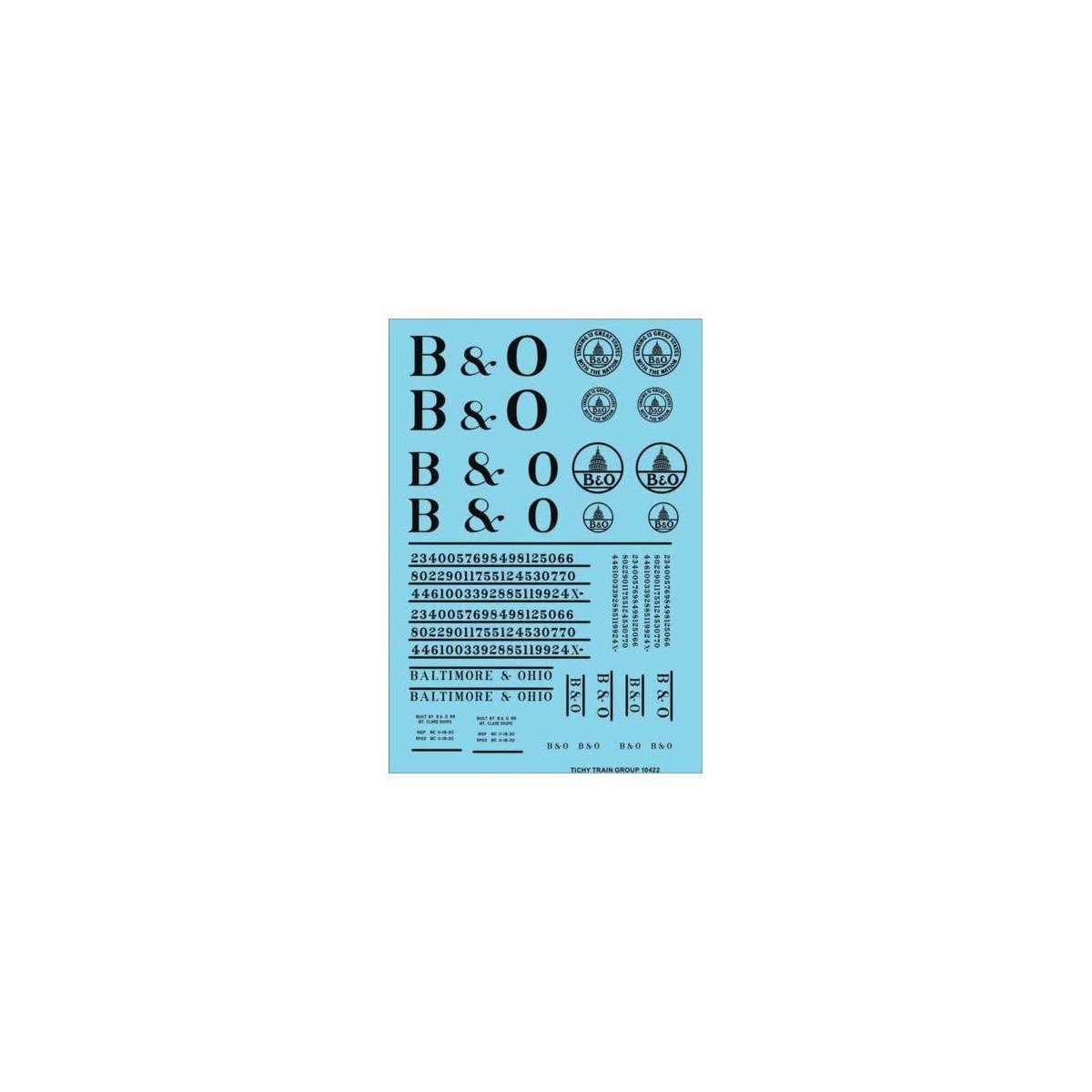 Railroad Decal Set -- Baltimore & Ohio Roadname Set (black), HO, Tichy Train Group 10422
