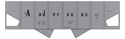 Railroad Decal Set -- The Andersons 2-Bay Panel Hopper (Gray Car), HO, Tichy Train Group 10149